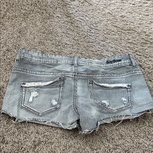 G by Guess Black and White Striped Jean Shorts